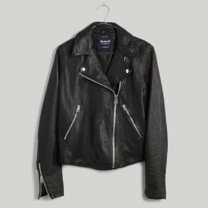 Madewell Washed Leather Motorcycle Jacket Size S
